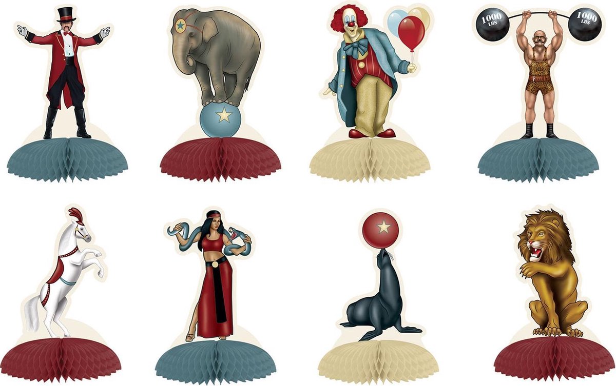 360 DEGREES - 8 mini Vintage Circus - Decoratie > Tafeldecoratie beeldjes